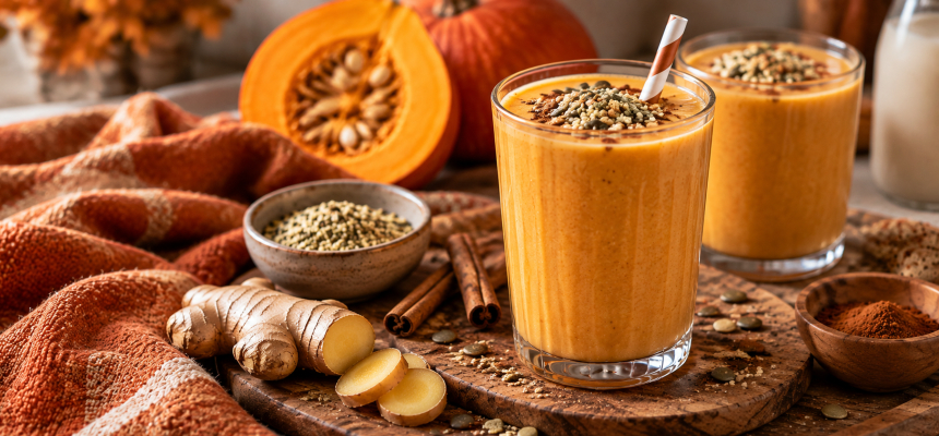 Dýňové smoothie v podzimní kuchyni