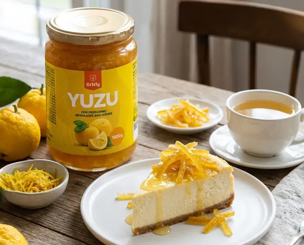 Cheesecake s yuzu polevou, Grizly Yuzu koncentrátem a šálkem čaje