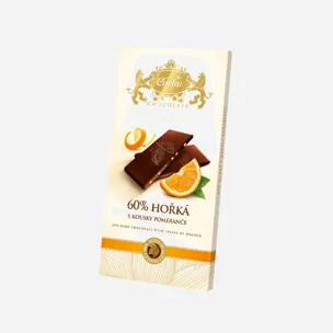 Hořká čokoláda 60% s kousky pomerančů 5 x 80 g