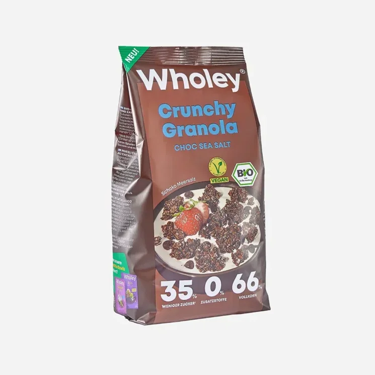 Křupavá granola s čokoládou a mořskou solí BIO - expirace 28.8.2026