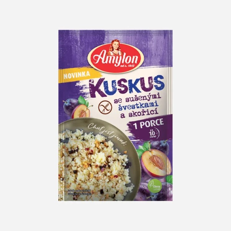 Kuskus se sušenými švestkami a skořicí