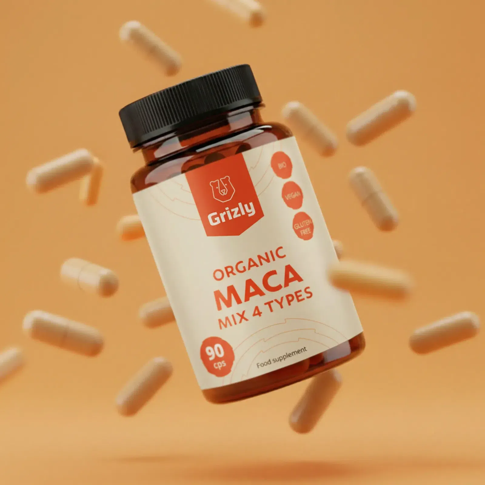 GRIZLY Maca 4 druhy BIO, 90 kapslí