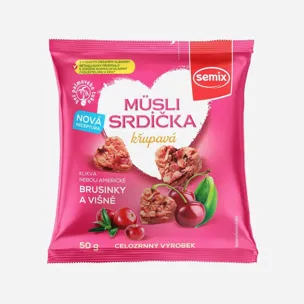 Müsli srdíčka s klikvou a višněmi