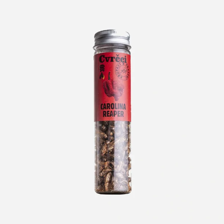 Páliví křupaví a pražení cvrčci Carolina Reaper
