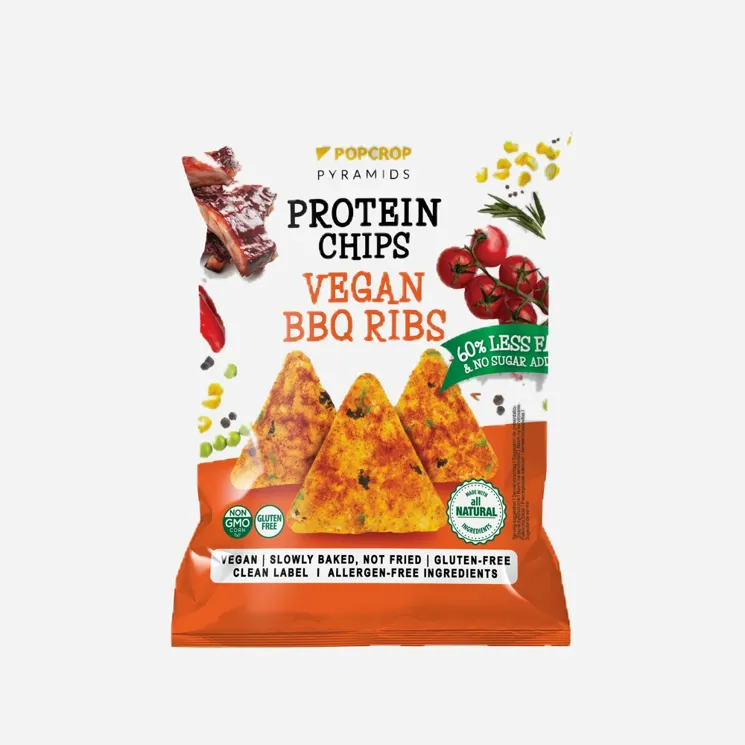 Proteinové chipsy s příchutí barbecue žebírek